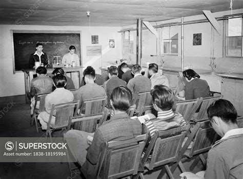 Japanese American Students Sitting In Classroom Laboratory During