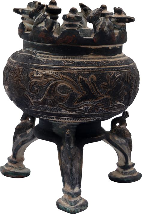 Incense Burner with Nandi, Shiva Linga and Peacock Legs