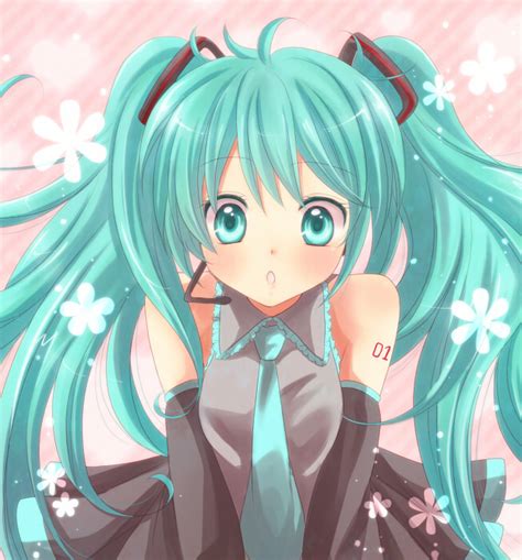 Safebooru O Aqua Eyes Aqua Hair Detached Sleeves Flower Hatsune Miku