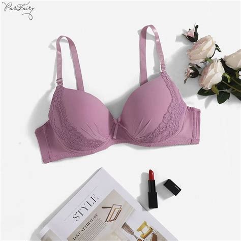 Parifairy 38C 50D Lingerie Thin Foam Lounge Bras Lace Ruffles Trim Ruched Underwire Bralette