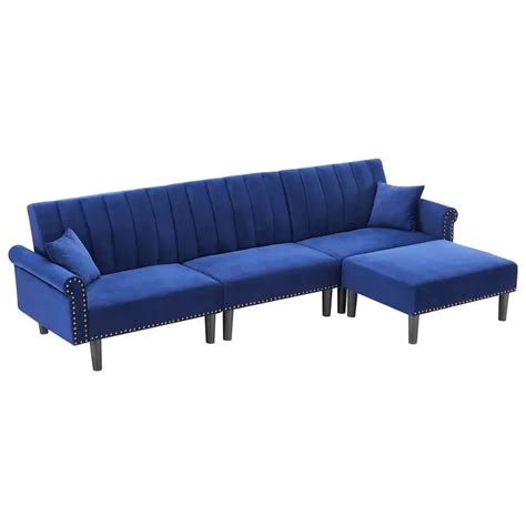 Glascock 118 Wide Velvet Reversible Sleeper Sofa Chaise With Ottoman