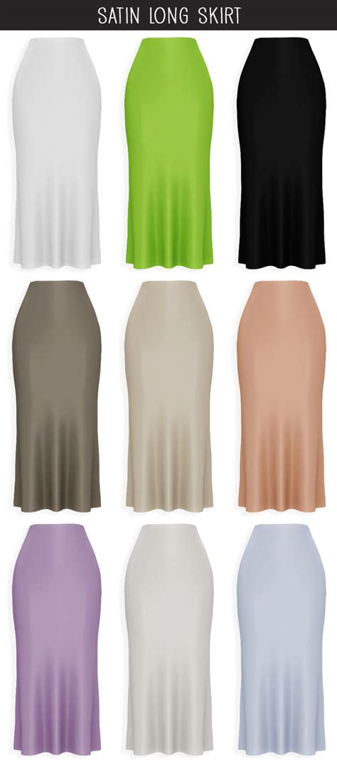 Elliesimple - Satin Long Skirt - The Sims 4 | Sims 4 clothing, Sims 4 ...