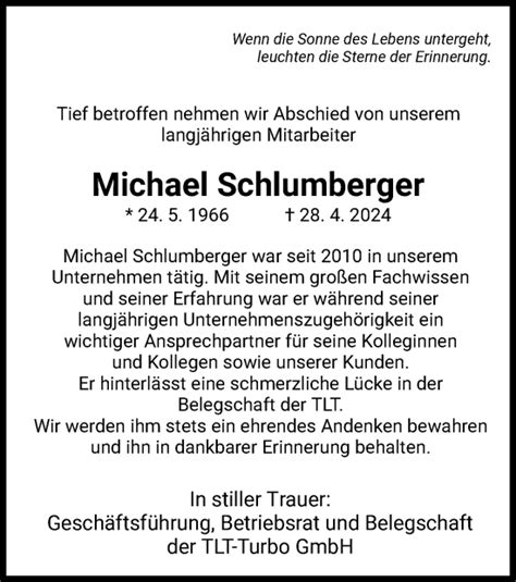 Traueranzeigen Von Michael Schlumberger Trauer Hersfelder Zeitung De