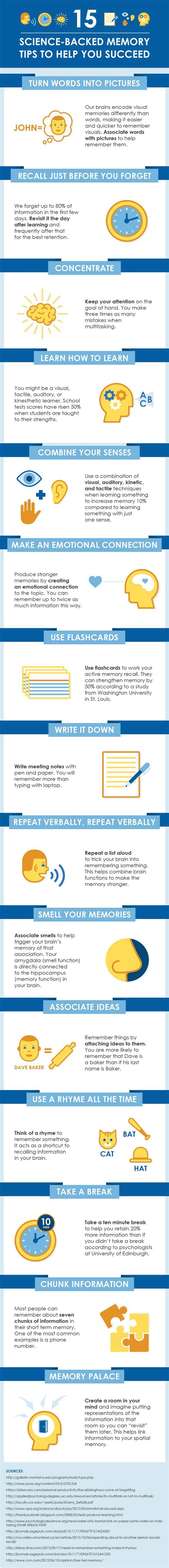 15 Science Backed Memory Tips Infographic E Learning Infographics