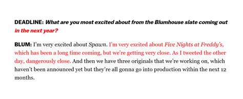 Kane Carter On Twitter Fnaf News Jason Blum Ceo Of Blumhouse