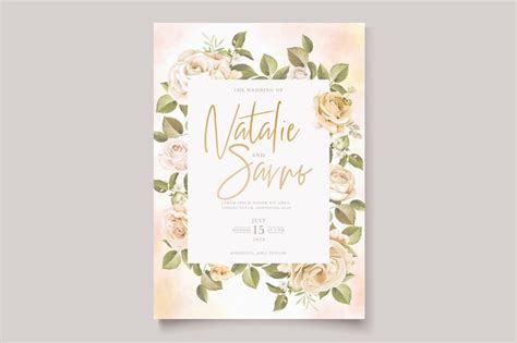 Ensemble De Cartes D Invitation De Mariage De Belles Fleurs Et Feuilles