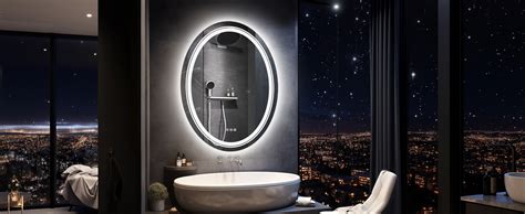 Wisfor LED Lighted Bathroom Mirror 24x32 Inch Oval Vanity Mirror With