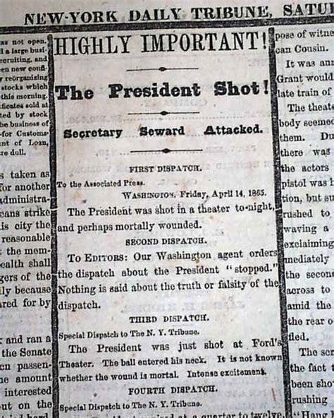 First Report Of The Assassination Of Abraham Lincoln