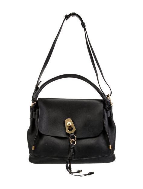 Chloé Leather Shoulder Bag Black Shoulder Bags Handbags Chl303524