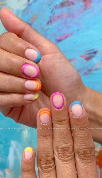 50 Eye Catching Nail Art Designs Neon Outline French Matte Nails