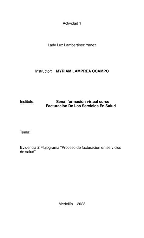 Evidencia Flujograma Proceso De Facturaci N En Servicios De Salud