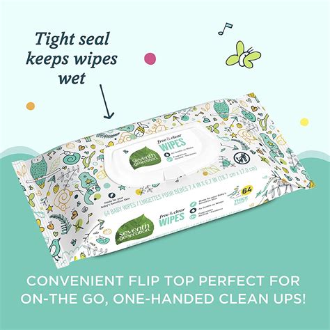 Seventh Generation Baby Wipes Flip Top Dispenser Free And Clear 64 Ct