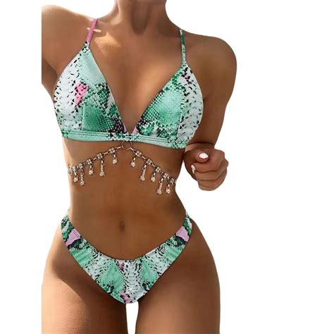 Qipopiq Bikinis For Women Two Piece Swimsuits Swimsuit Sexy High Waist Lace Up Bikini Swimsuit