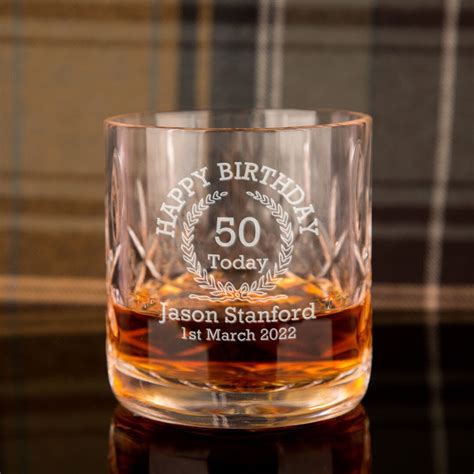 Personalized Engraved 50th Birthday Crystal Whiskey Glass For Etsy