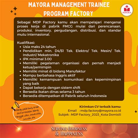 Lowongan Kerja Agustus Mayora Mdp Program Factory Scu