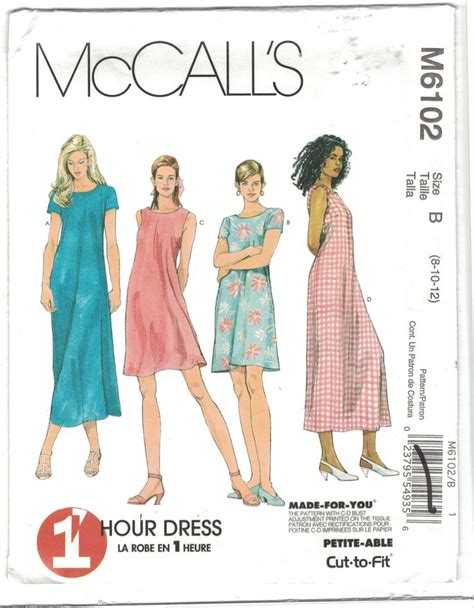 Mccalls 6102 A Line 1 Hour T Shirt Dress Pattern Size 8 10 12 Etsy Mccalls Sewing Patterns