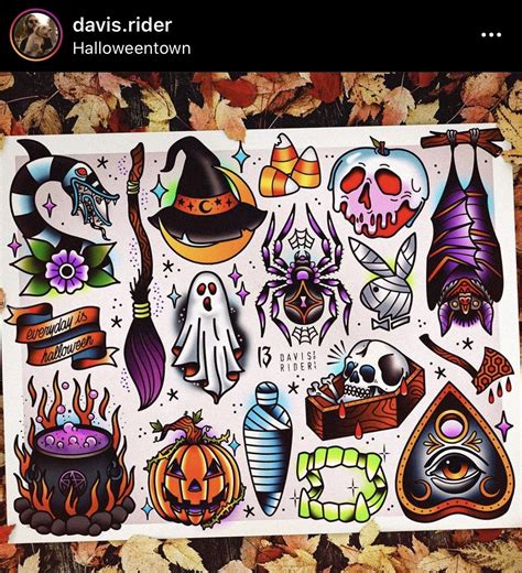 Halloween 2021 traditional tattoo flash sheet etsy – Artofit