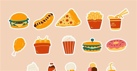 Fast Food Stickers, Graphics - Envato Elements