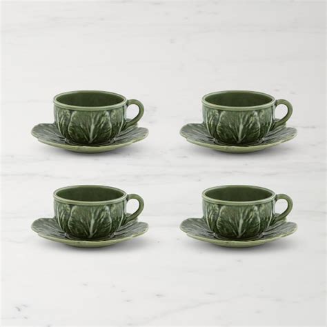 Bordallo Pinheiro Cabbage Tea Cup Saucer Set Of Williams Sonoma