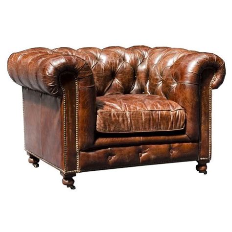 Fauteuil Chesterfield En Cuir V Ritable Marron Achat Vente Fauteuil