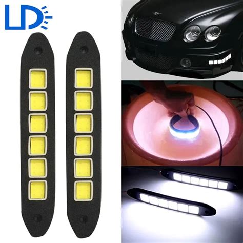 2pc Car DRL LED Daytime Running Lights Flexible COB LEDs DRL Auto