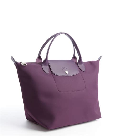 Longchamp Satin Canvas And Leather Tote Bag In Purple Prune Lyst