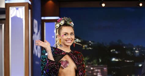 Boob Tube Miley Cyrus Wears Pasties Makes Jimmy Kimmel Blush