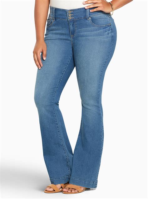 Torrid Three-Button Flared Jeans - Light Wash - Plus Size | Torrid