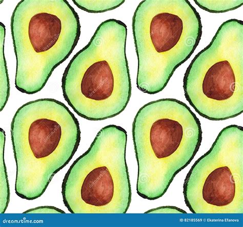 Watercolor Avocado Pattern Stock Illustration Illustration Of Isolated