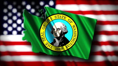 Flag Of Washington In The Shape Of Washington State With The USA Flag ...