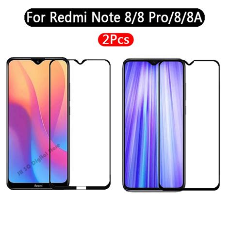 2pcs Tempered Glass For Xiaomi Redmi Note 8 Pro Full Cover Screen