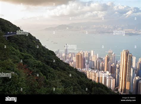 People At A Lookout Area Along The Lugard Road At The Victoria Peak And