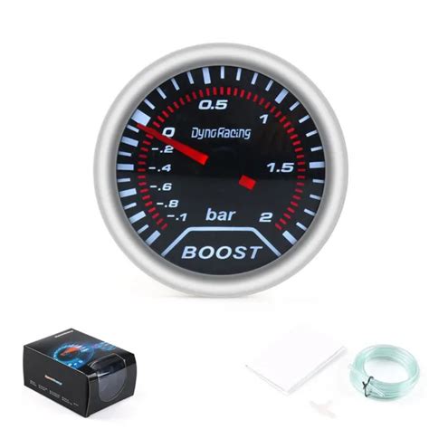 2 52MM BAR Turbo Boost Gauge Pointer LED Vacuum Pressure Meter Smoke