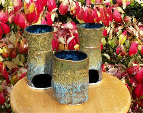 2x Iron Lustre Top 2x Seaweed Bottom 2x Blue Rutile Amaco Glazes