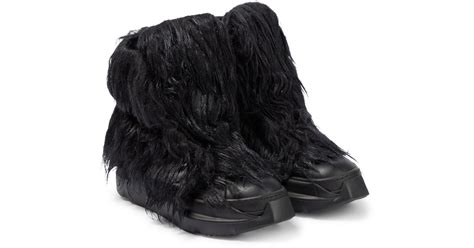 Rick Owens Drkshdw Abstract Faux Fur Sneakers In Blackblackblack Black Lyst