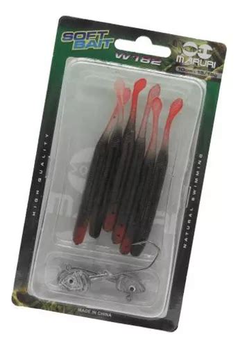 Kit Iscas Artificiais Soft Shad Anzol Jig Head Maruri