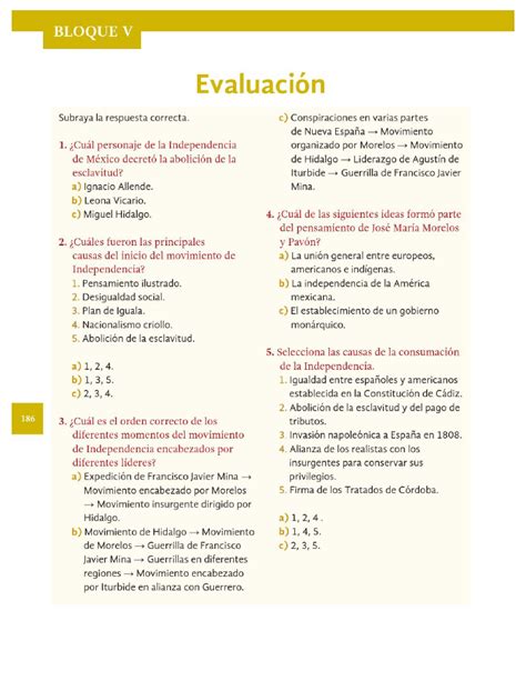 Evaluación Historia 4to Bloque 5 Apoyo Primaria