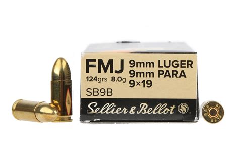 Sellier Bellot 9mm Luger 124 Gr FMJ Box Of 50 SB9B