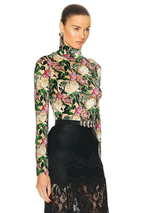 RABANNE Long Sleeve Turtleneck Top In Tulipe Fond Nude FWRD