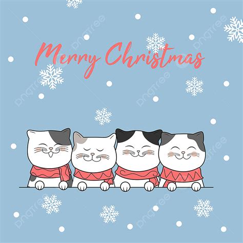 Cute Christmas Cat Vector Art Png Cute Cat Christmas Background Vector