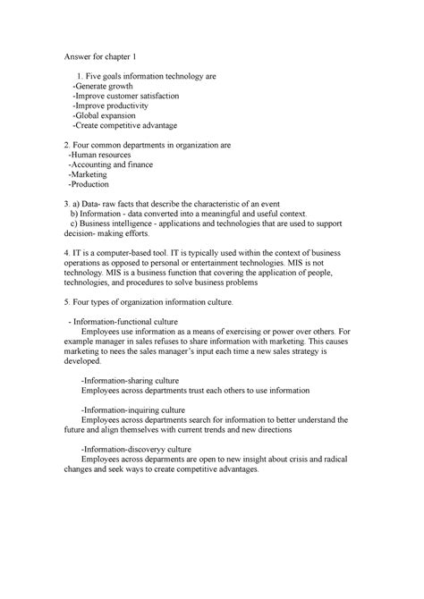 Mgt300 Chapter 1 Answer Answer For Chapter 1 Five Goals Information