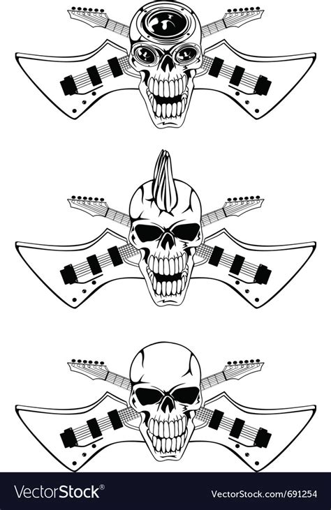 Skull With Crossed Guitars Royalty Free Vector Image