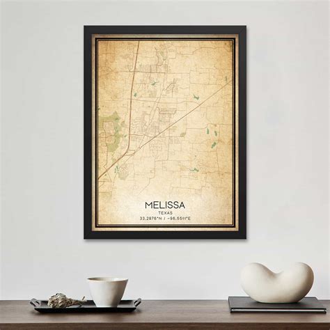 Vintage Melissa Texas Map Poster Modern Home Decor Wall Art Print Custom Maps And Posters