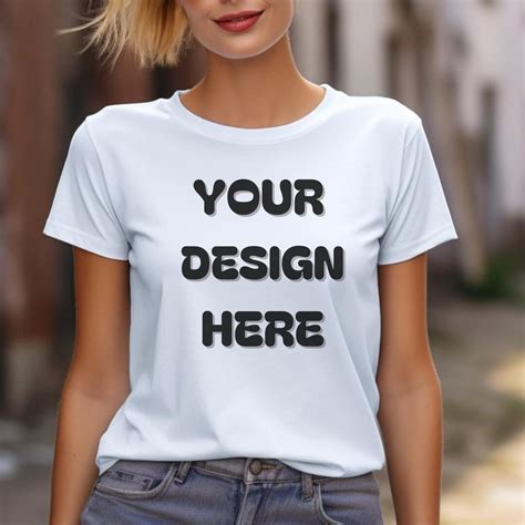 Gildan 5000 Mockup White Tshirt Mockup 5000 Female Model Etsy