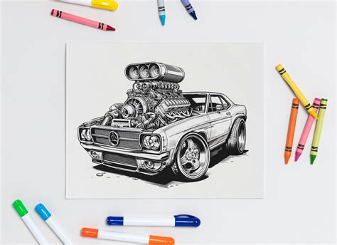 Supercharged Muscle Car Coloring Book Rpm 2 With A T Of 8555 Color