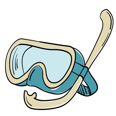 Doodle Sticker Mask For Snorkeling In The Sea Vector Art At