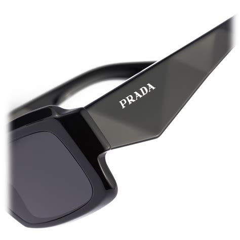 Prada Prada Symbole Rectangular Sunglasses Black Slate Gray