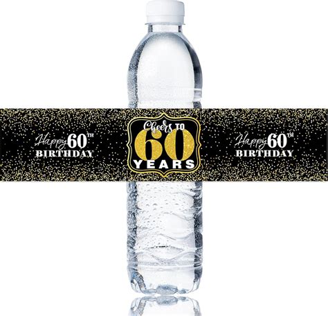 Maicaiffe Happy 60th Birthday Water Bottle Stickers 60 Years Old Birthday Water