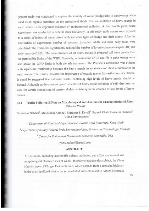 PDF Traffic Pollution Effects On Morphological And Anatomical