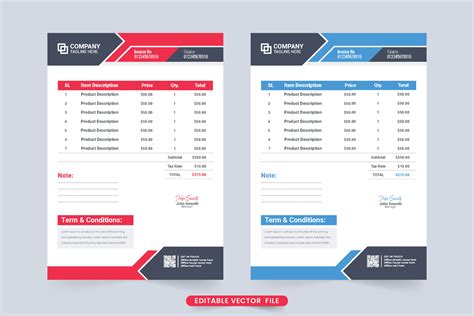 Cash Receipt And Minimal Invoice Template Vector With Abstract Shapes Corporate Invoice Design